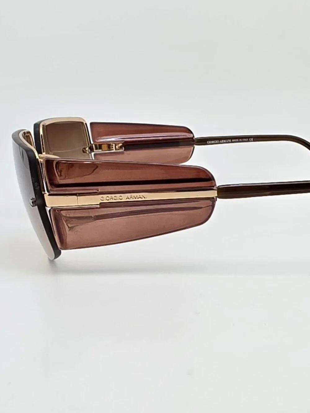 Giorgio Armani 1525 743 Gold Frame Brown Gradient Lens Semi Rimless Sunglasses